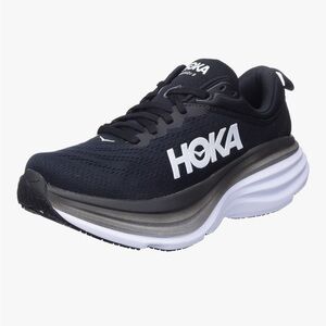 Hoka Bondi 8 Black and White Athletic Shoes with Maximum Cushioning. size 9